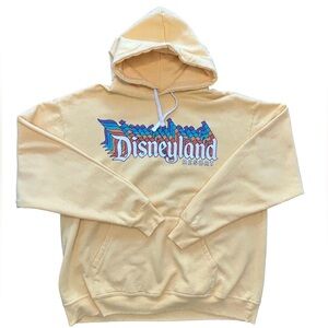 Disney Parks authentic Disneyland yellow retro Rainbow logo Unisex hoodie LG